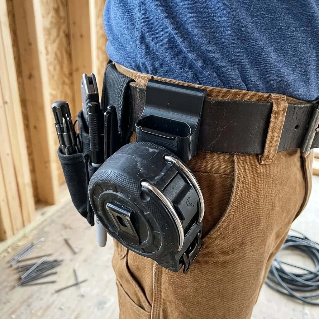 Portable Tool Belt Clip Holder, Hanging Pocket Accessory for 2 Inch Cordless Impact Drill, Tape Measure & Nail Tools