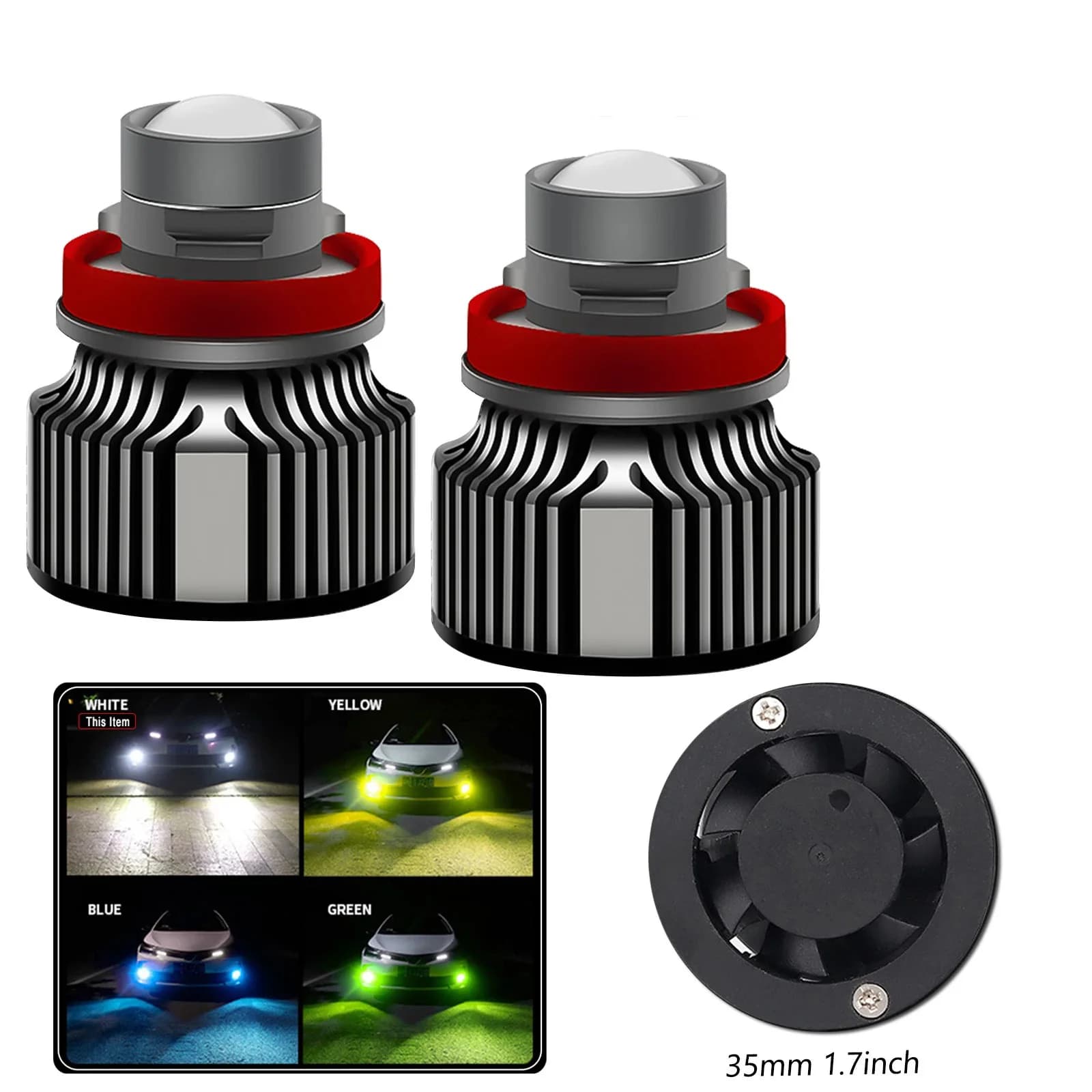 H11 Ha Condotto La Luce di Nebbia Lampadina Lente Laser H8 H9 9005 9006 HB3 9006 HB4 CSP Blu Verde 6000K 3000K H7 Turbo Faro Luce Per Auto 12V