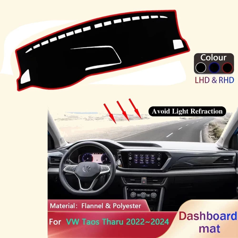 Cruscotto dell'automobile Pad per Volkswagen VW Taos Tharu 2022 ~ 2024 Liner Anti-Slip Zerbino Parasole Pad Dash Zerbino Tappeto Copertura Accessori