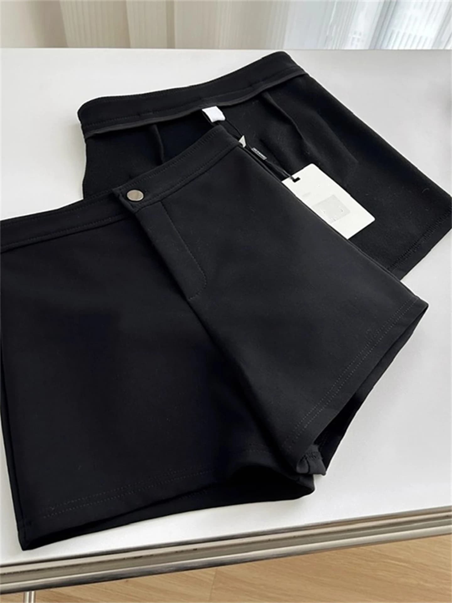 High Waist Black Bootcut Shorts Women's Casual Tight Fit Spring Outerwear Versatile Elastic Boots Hot Pants Stylish Base Layer