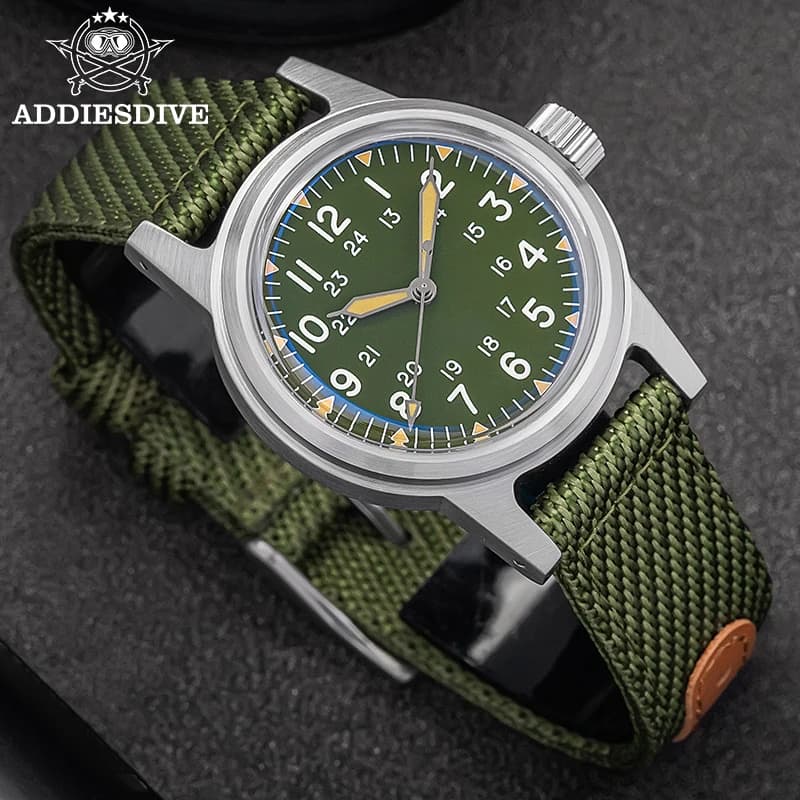 ADDIESDIVE 36MM Orologio vintage C3 Super Luminous reloj hombre 200m Orologio meccanico automatico da uomo con vetro a bolle impermeabile