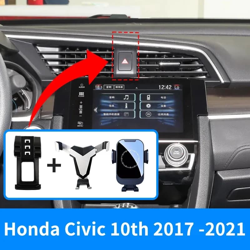 Phone Holder For Honda Civic 10th 2017 2018 2019 2020 2021 Air Vent Mount Mobile Support GPS Stand Bracket Car Accessories