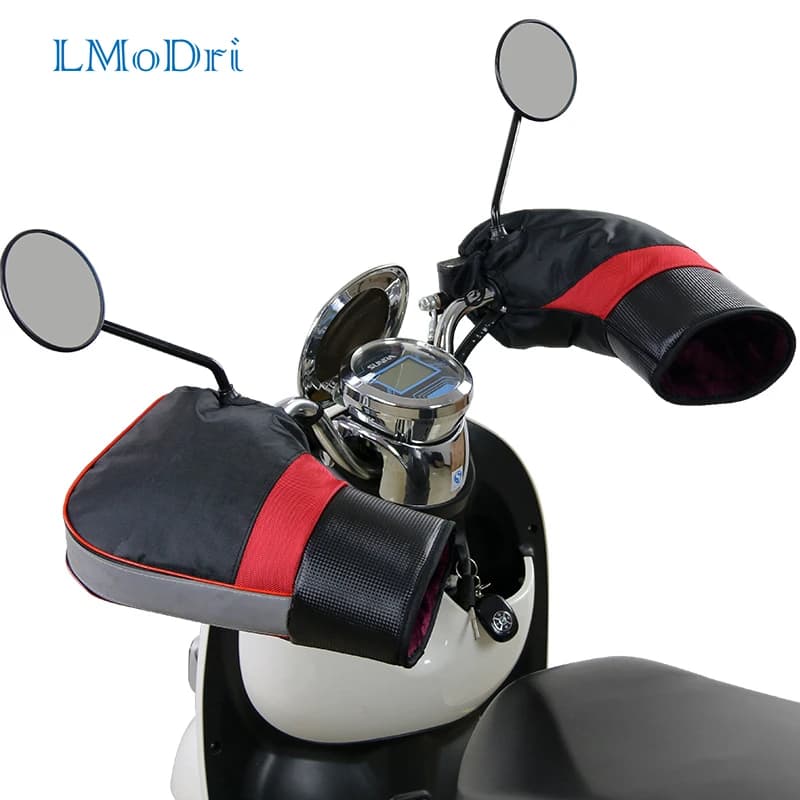 LMoDri Guanti da manubrio per moto Copri mani Scaldini Guanti da moto impermeabili antivento Manicotti per manubrio Peluche spesso per mano