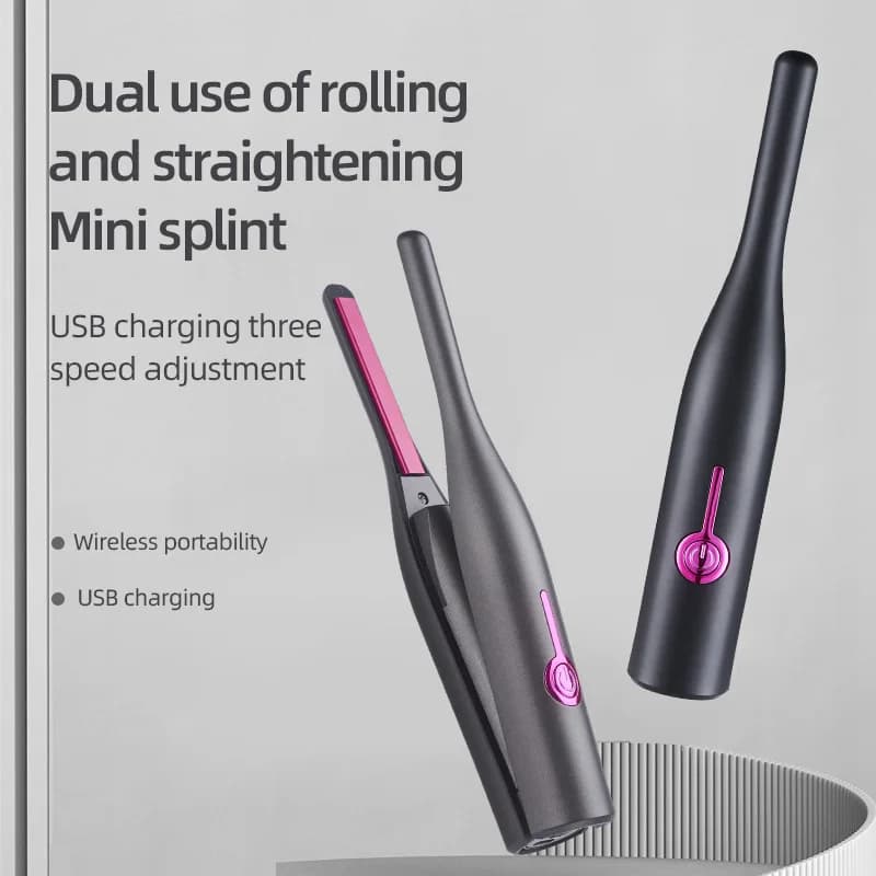 Rechargeable hair plate, mini haircut and 2-in-1 wireless electric hair curler for fringe and beard
