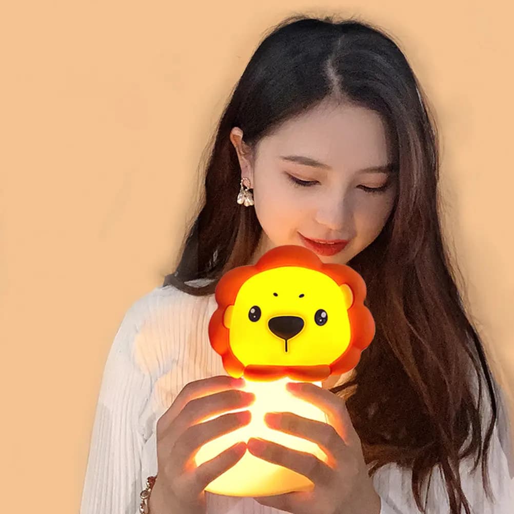 Lion Shaped Night Lamp Cartoon Design Small Bedside Night Light for Bedroom Room Nursing Light Lovely Soothing Atmosphere