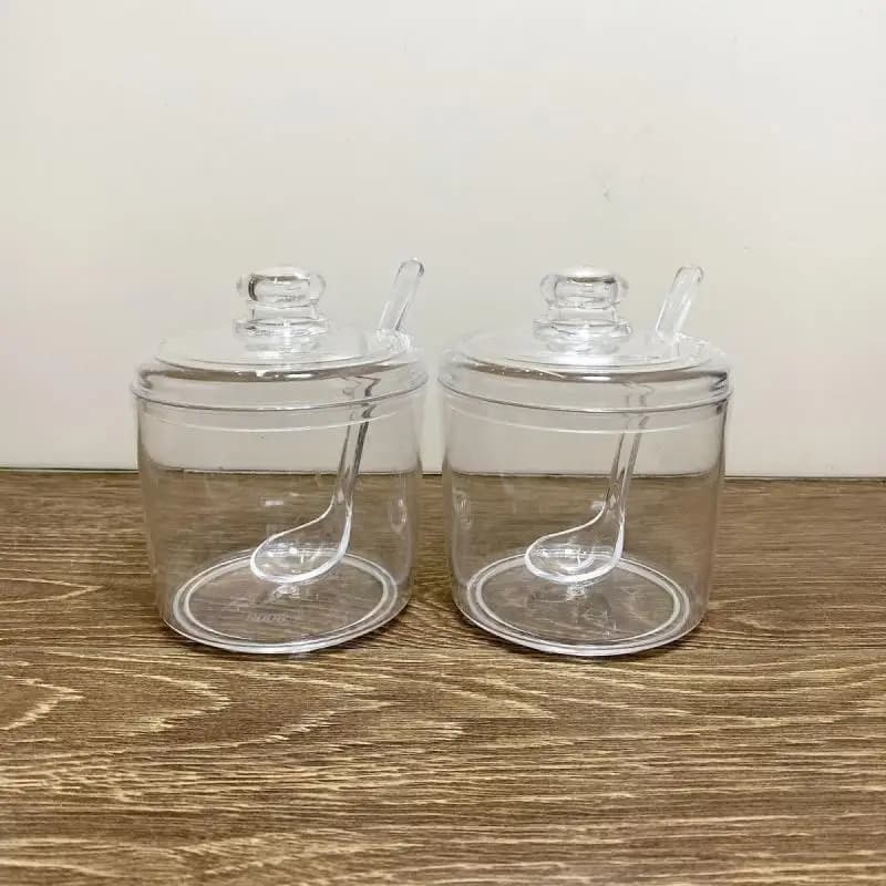 Set di Barattoli per Spezie in Acrilico con Cucchiaio, Nuovo Stile per Ristoranti Commerciali, Contenitore per Pepe, Forma Esagonale per Cucine di Hotel