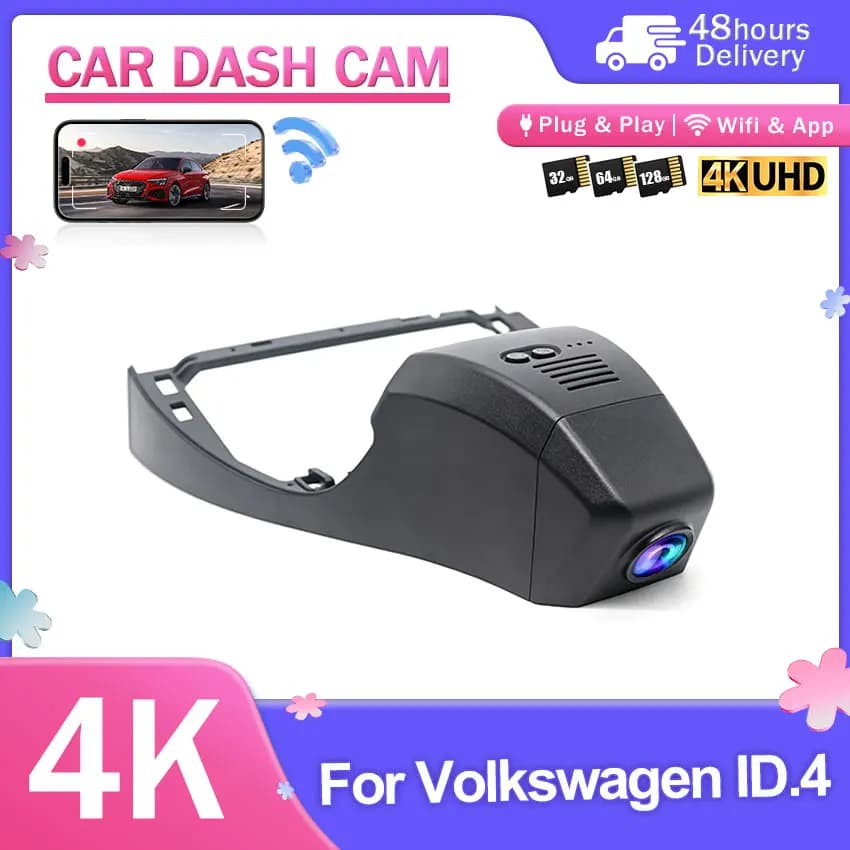 4K UHD Wifi 2160 Car DVR Dash Cam Camera For VW Volkswagen ID.4 ID4 2021-2025 APP Control Plug & Play