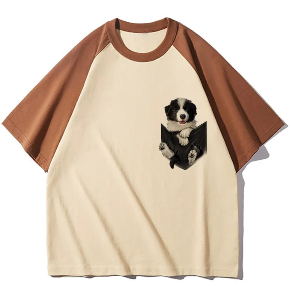 Border Collie t-shirt female Trendy Pop Culture Retro Psychedelic top tees Colorful Breathable Pop Culture 2000s Classic