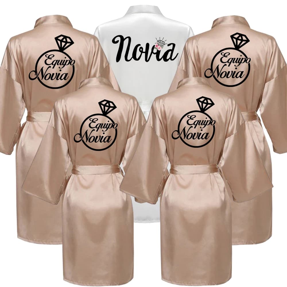 Wedding dress for wedding party team, kimono, satin pajamas, honor bridesmaid M015