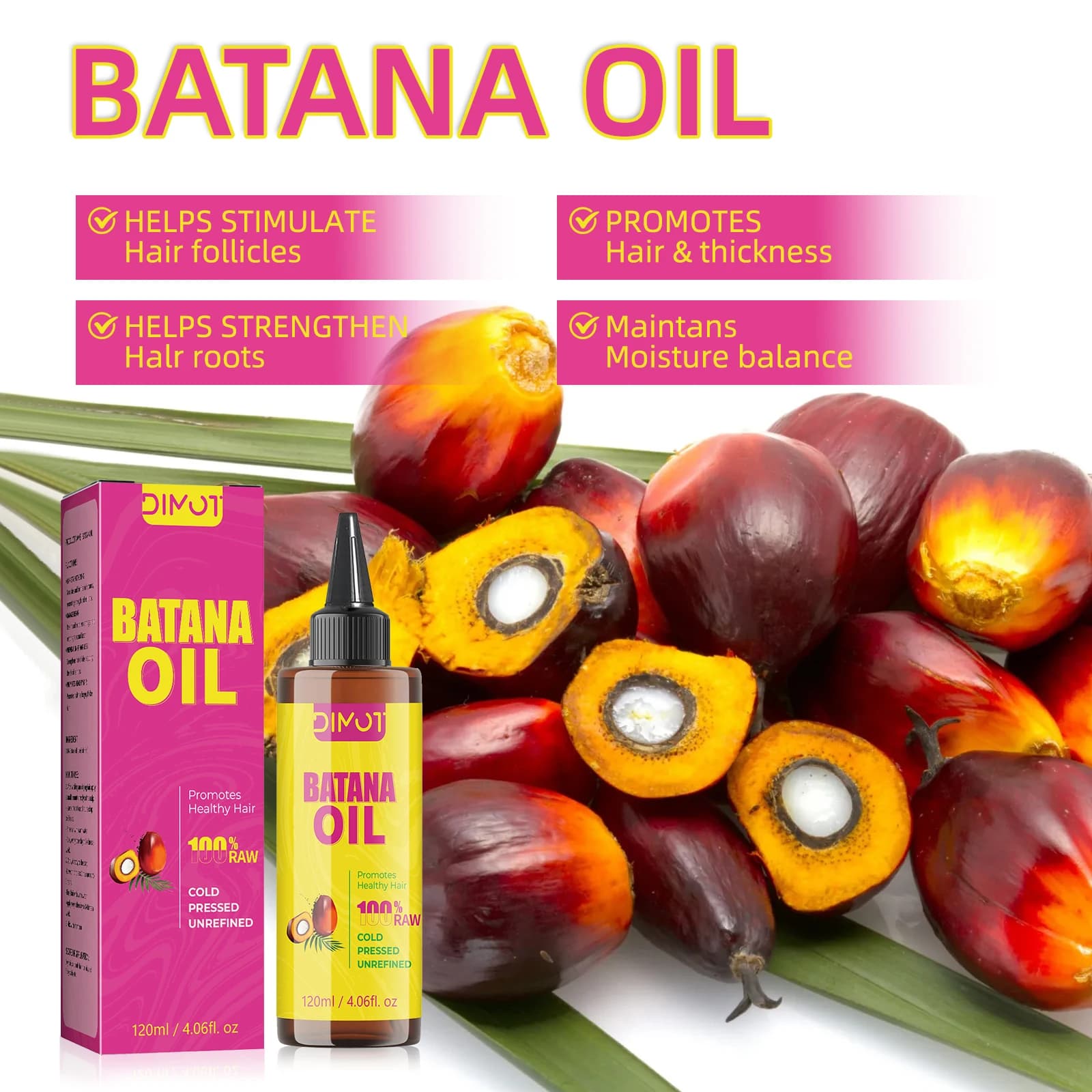 Olio per capelli Batana da 120 ml per la crescita e la riparazione, combatte l'effetto crespo, aumenta lo spessore e la lucentezza Olio essenziale per la cura dei capelli densi