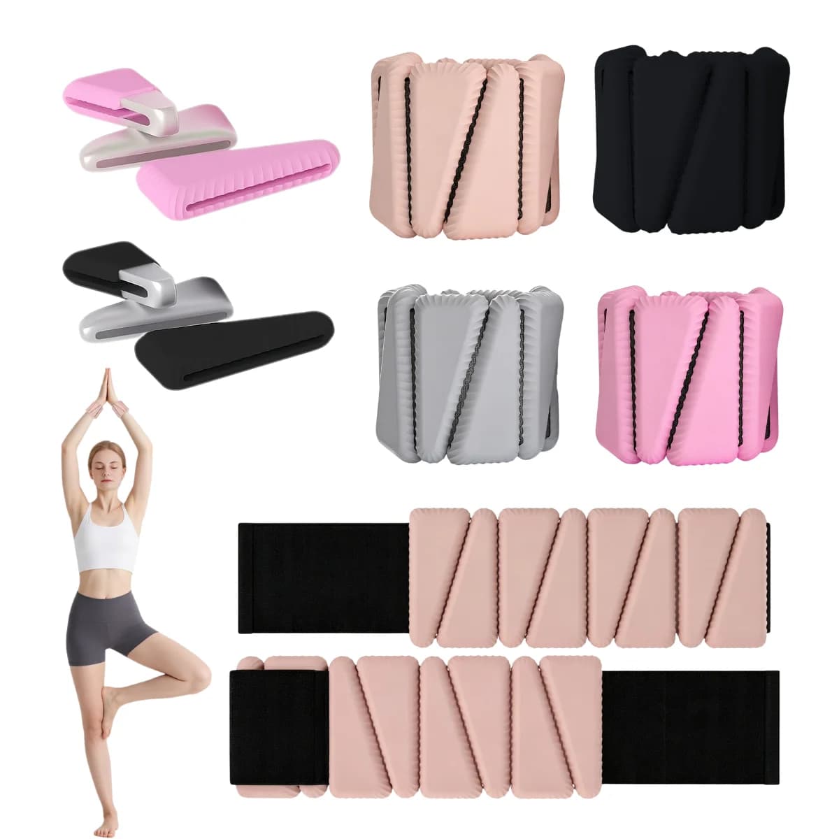 Adjustable ankle and wrist straps, 1 pair (2 lbs), unisex, black velcro, suitable for home gym, Pilates running, strength train