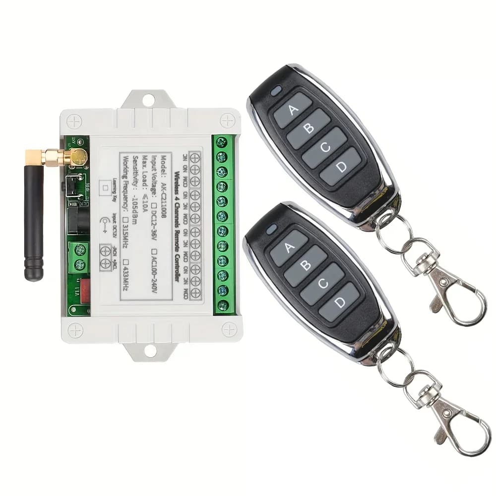 Telecomando senza fili Swicth 4 canali DC 12V 24V 36V Ricevitore 10A Relè Trasmettitore in metallo Luce RC Smart Home 433MHz Telecomando
