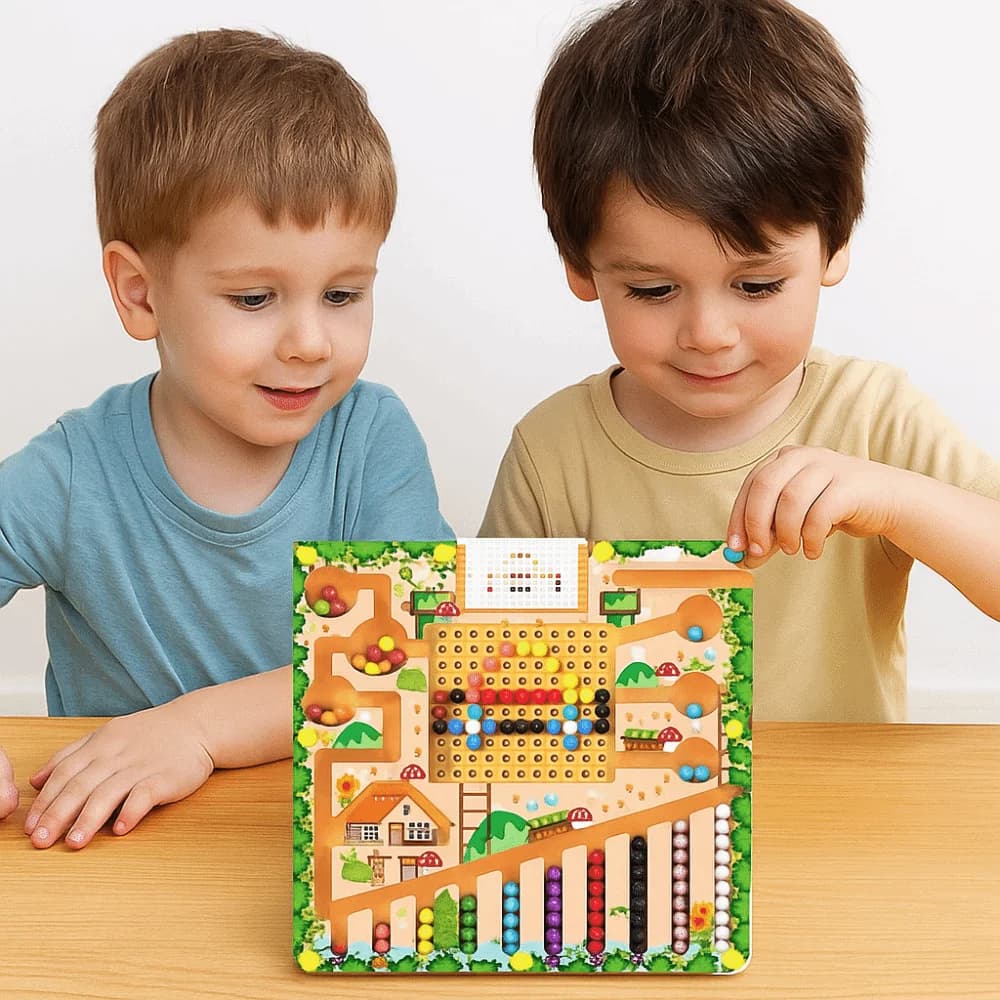 Gioco di posizionamento in legno magnetico Montessori per l'allenamento della concentrazione, labirinto magnetico educativo colorato per la scrittura dei numeri