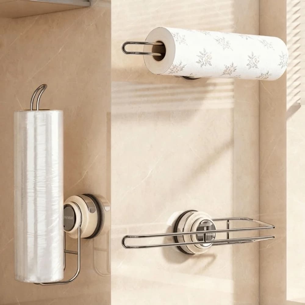 Stainless Steel Suction Cup Paper Towel Holder Wall Mounted No Punch Toilet Paper Holder Space Saving Removable