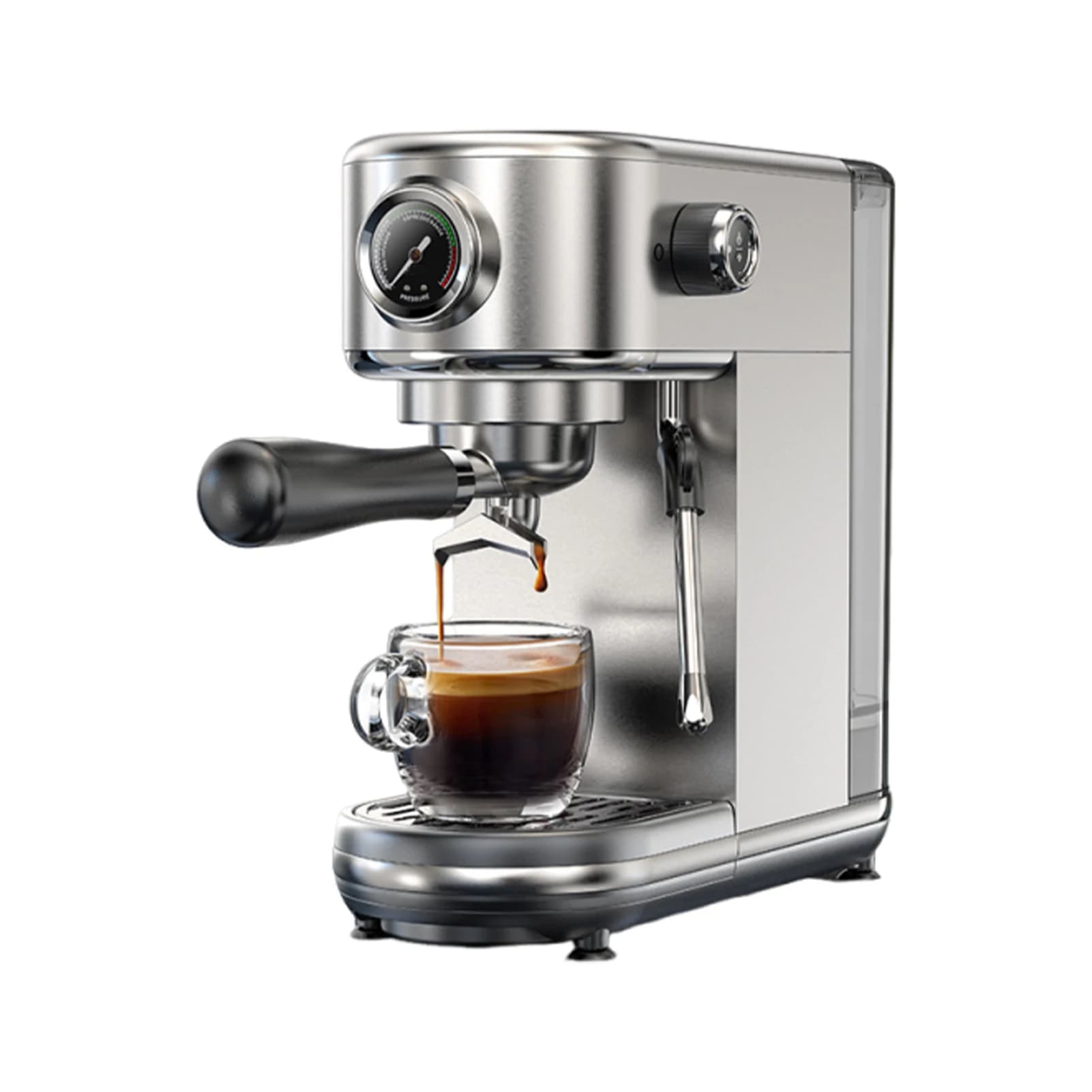 Macchina da caffè da 1,3 litri Caffettiera professionale da 20 bar a pressione in acciaio inossidabile semiautomatica con display digitale regolabile