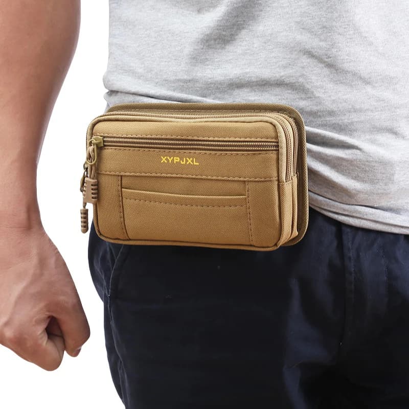 Borsa da uomo in tela per cellulare Mini portamonete Borse da cintura quadrate piccole Portafoglio multi-scomparto Marsupio da uomo con design tascabile