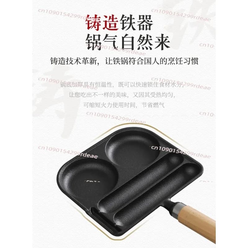Cast iron sausage pan 2 in 1 | Uncoated breakfast machine for frying eggs and sausages