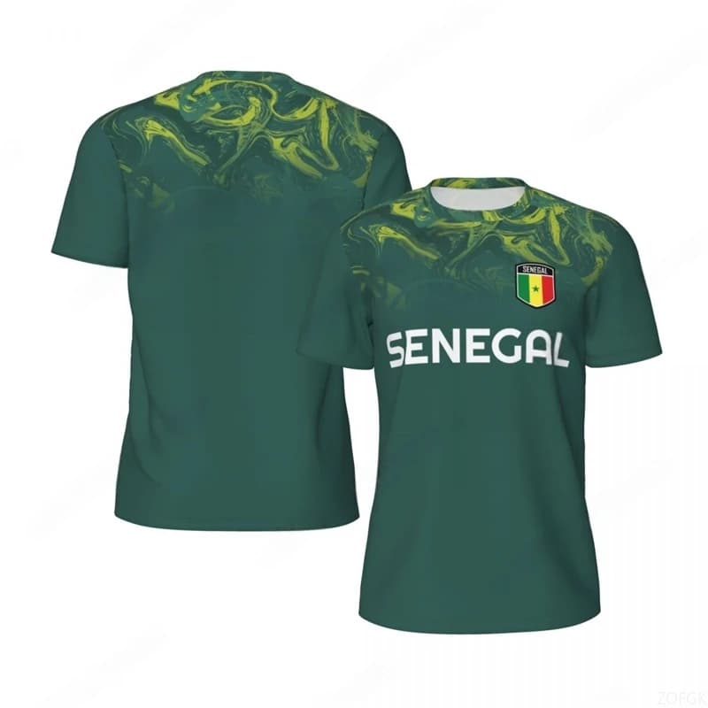 Men's Fashionable Men's Fashionable Senegal Flag T-shirt Sport Printed with Trendy National 3D emblem T-shirts Wide and Breathable T-shirts