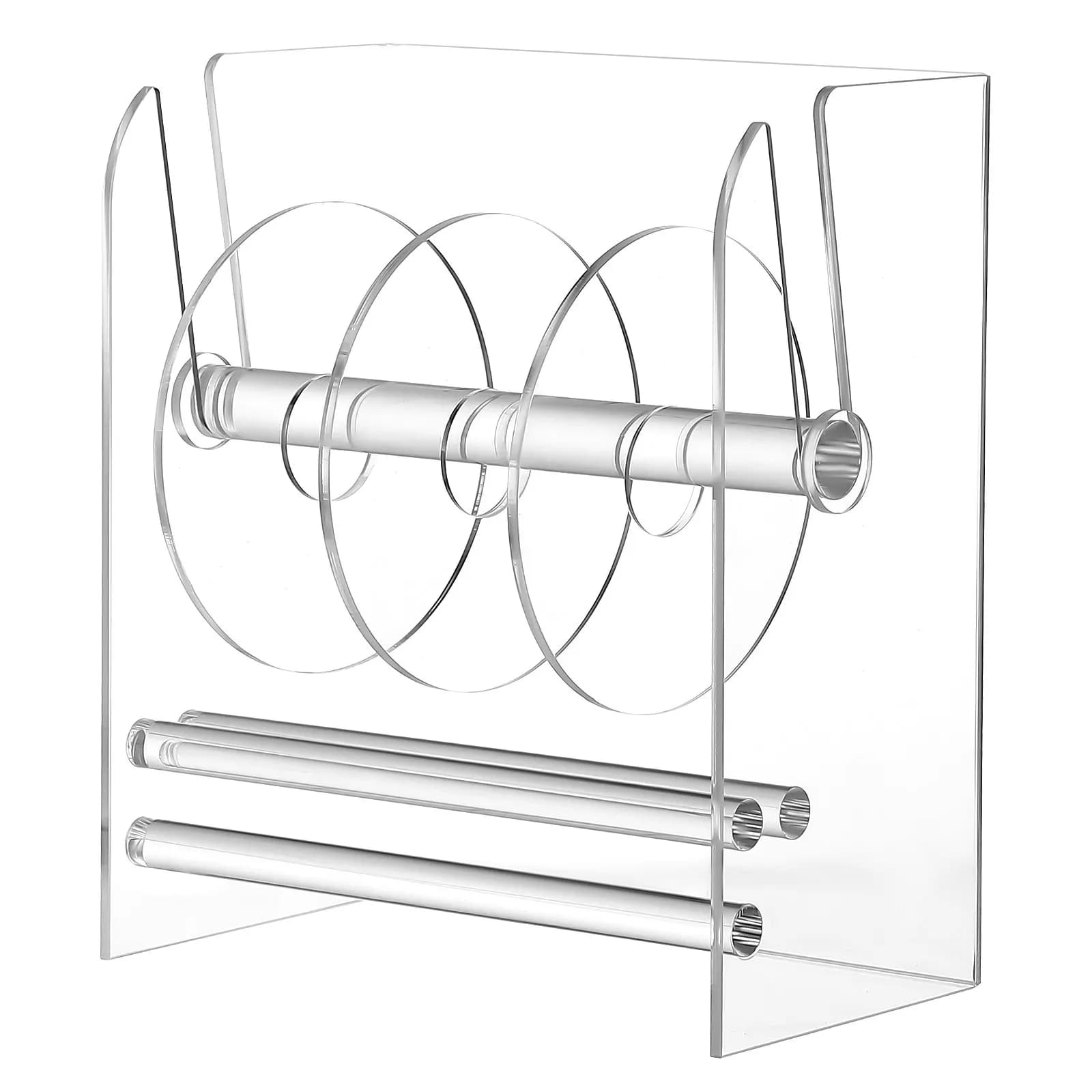 Dispenser di Etichette Regolabile in Acrilico Trasparente, Organizzatore per Rotoli di Adesivi, Applicatore Manuale di Etichette, Porta Adesivi da Scrivania per Ufficio
