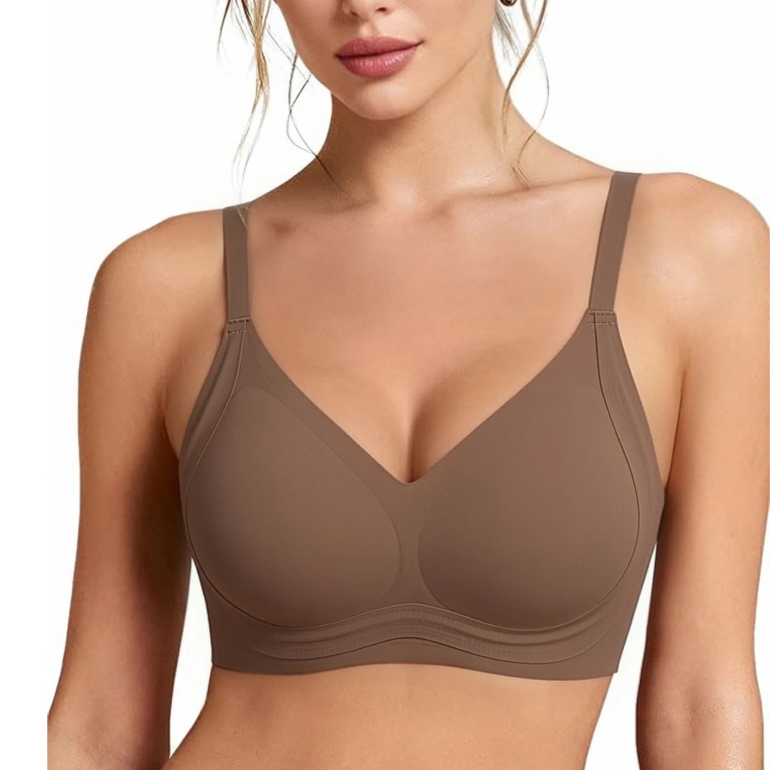 Plus Size Women's Push-Up Seamless Wireless Bralette with Adjustable Straps Full Cup Breathable Lingerie Intimates Underwear