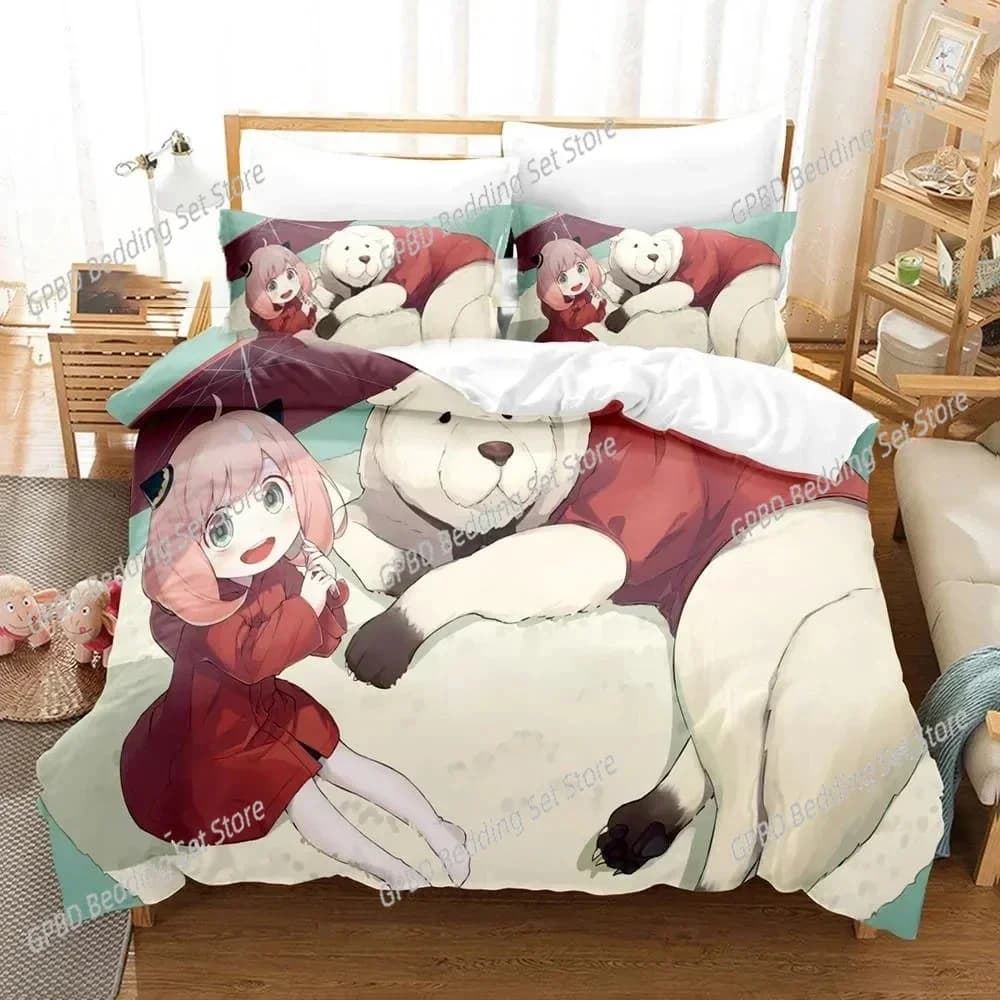 Nuovo Anime Spy x Family Anya Set biancheria da letto stampato in 3D adatto per camera da letto Set copripiumino con federe Tessili per la casa dei bambini