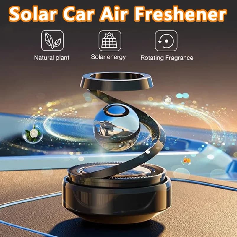 Deodorante per Auto Solare con Rotazione Automatica, Profumatore per Cruscotto, Diffusore di Oli Essenziali, Accessori per Interni Auto