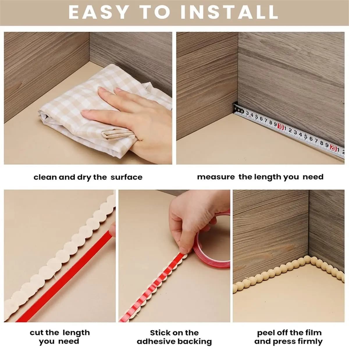 Modanatura flessibile per staccare e incollare per pareti, perline decorative, perle, rivestimento da parete fai da te per bordo del telaio dello specchio del bagno