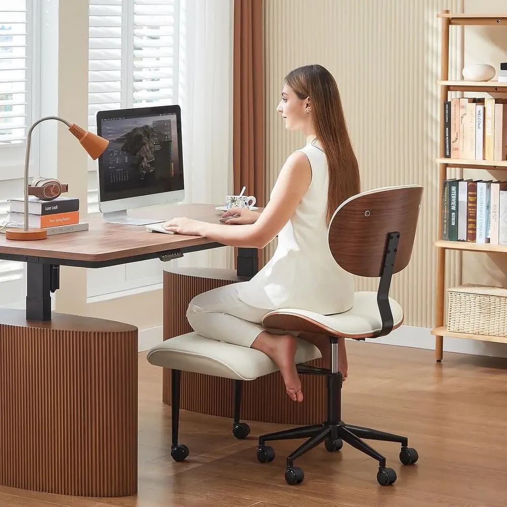 Sedia da Ufficio Ergonomica con Gambe, Seduta Regolabile in Altezza per ADHD, Sedia da Meditazione o per Donne di Bassa Statura, Girevole a 360° ° Girevole e Regolabile in Altezza