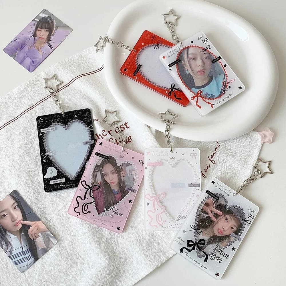 DIY acrylic hard card holder for idol fan, protective case with display, small hanging card holder