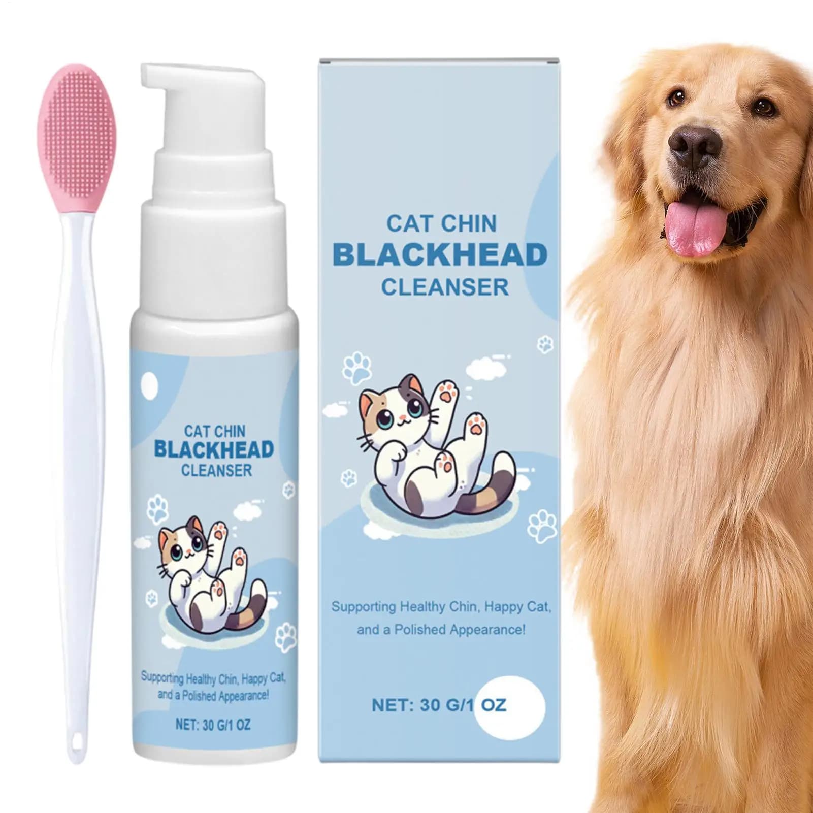 Detergente per la Salute del Pelo degli Animali Domestici, Pulitore per il Mento dei Gatti con Spazzola, Soluzione per Pulizia Profonda, Spray Delicato e Sicuro per Cani e Gatti