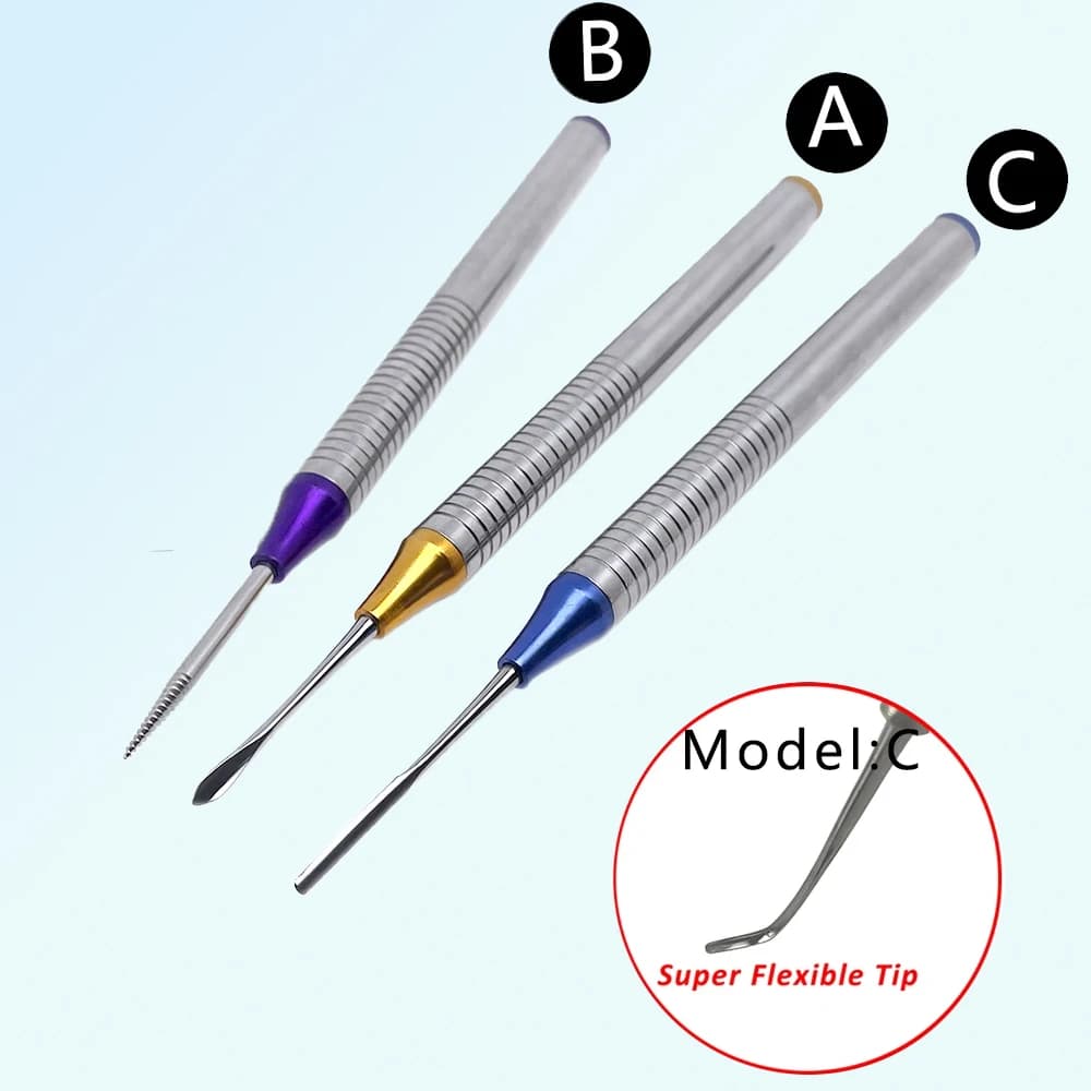 Estrattore dentale Punta in titanio Kit flessibile 3 pezzi Punte in titanio in nichel dentale Materiale super morbido Strumento per strumenti parodontali