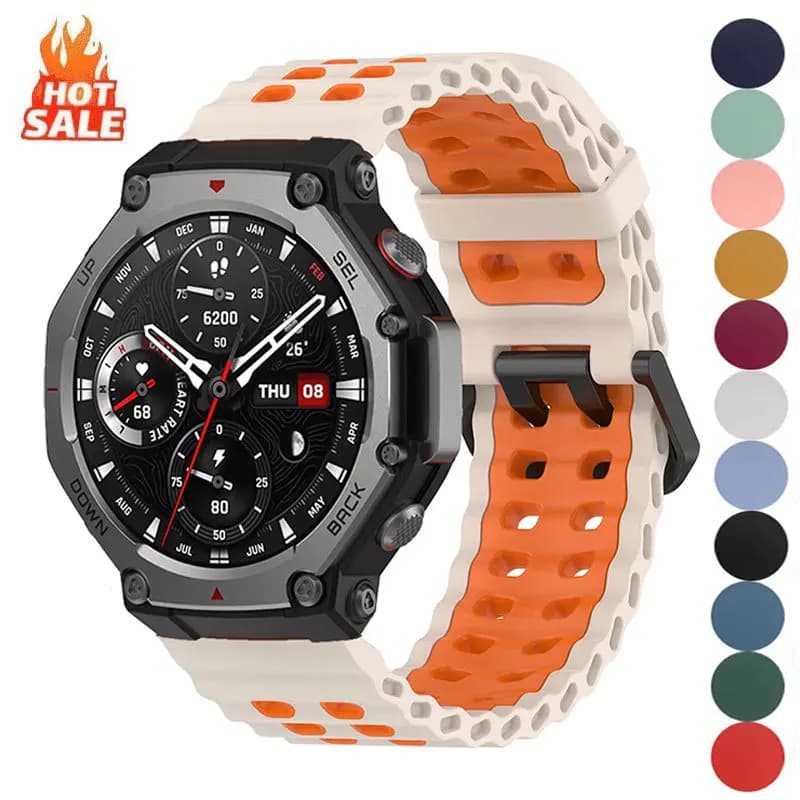 Breathable Silicone Band For Huami Amazfit T-Rex 3 2 1 T-Rex 3Pro 44mm 48mm T-Rex Ultra Colorful Strap Sport Watchband Belt