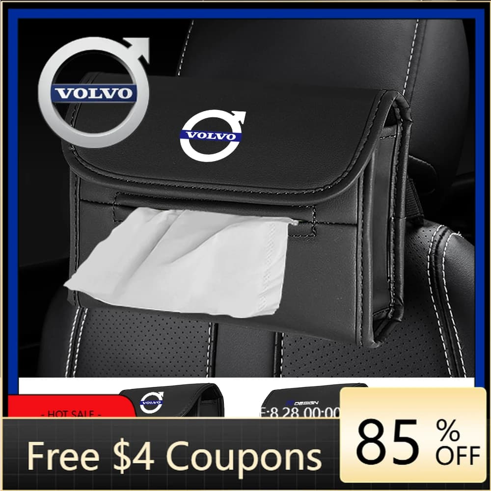 Car holders 2026: Leather handkerchief holder for rear seat, mounting strap for Volvo RDES