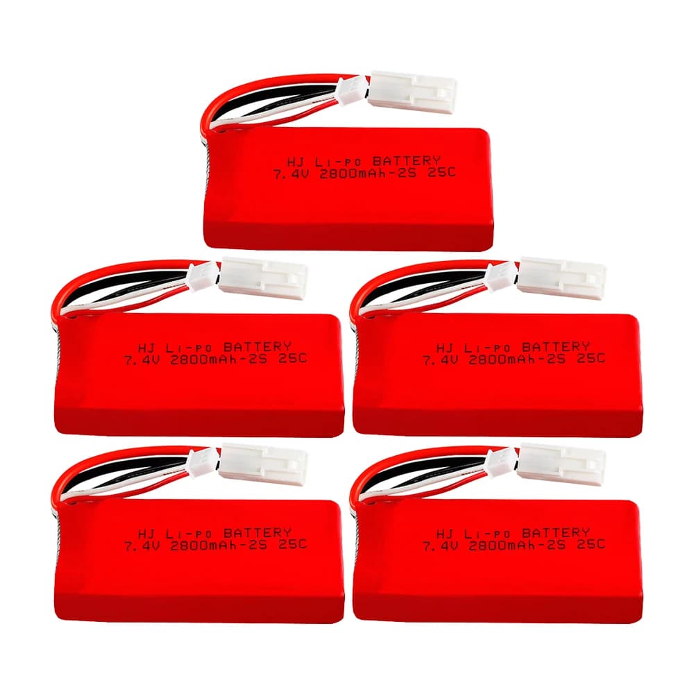 Batteria Lipo 2S 7.4v 2800mAh 25C per Feilun FT009 144001 Pezzi di ricambio per auto da barca RC con set di caricabatteria per giocattoli RC con spina EL-2P