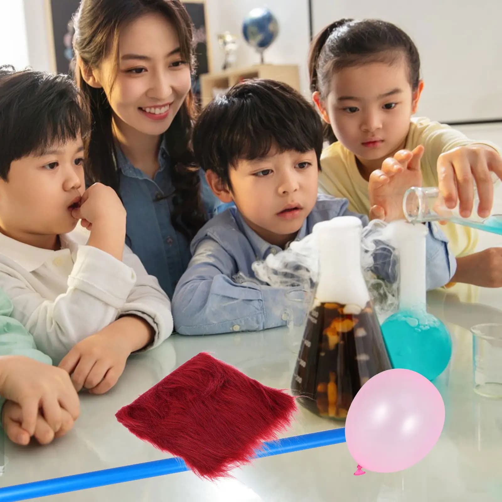 1Set Friction Electrostatic Experiment Kit Stem Educational Physics Teaching Tool for Kids Classroom Learning Science Activity