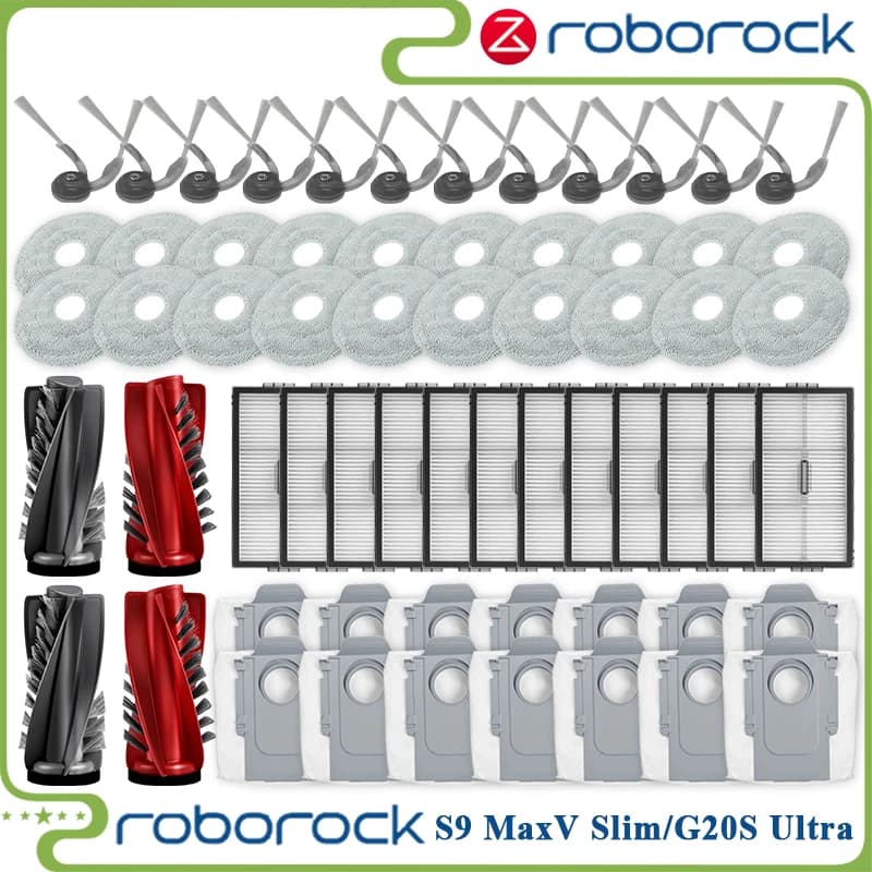 Fit For (Roborock S9 MaxV Slim / G20S Ultra) Vacuum Parts Main Roller Side Brush Filter Mop Cloth Dust Bag