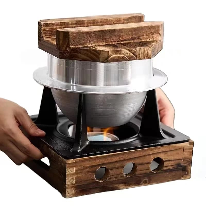 Pentola per Oolong in Stile Giapponese, Fornello ad Alcool, Pentola per Cucinare il Riso, Attrezzo Portatile per Cucinare e Cuocere a Vapore il Riso all'Aperto