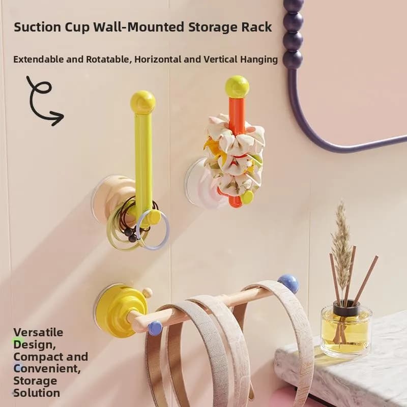 Porta Accessori per Capelli Moderno con Ventosa, Gancio per Elastici e Fasce, Senza Foratura, in Plastica