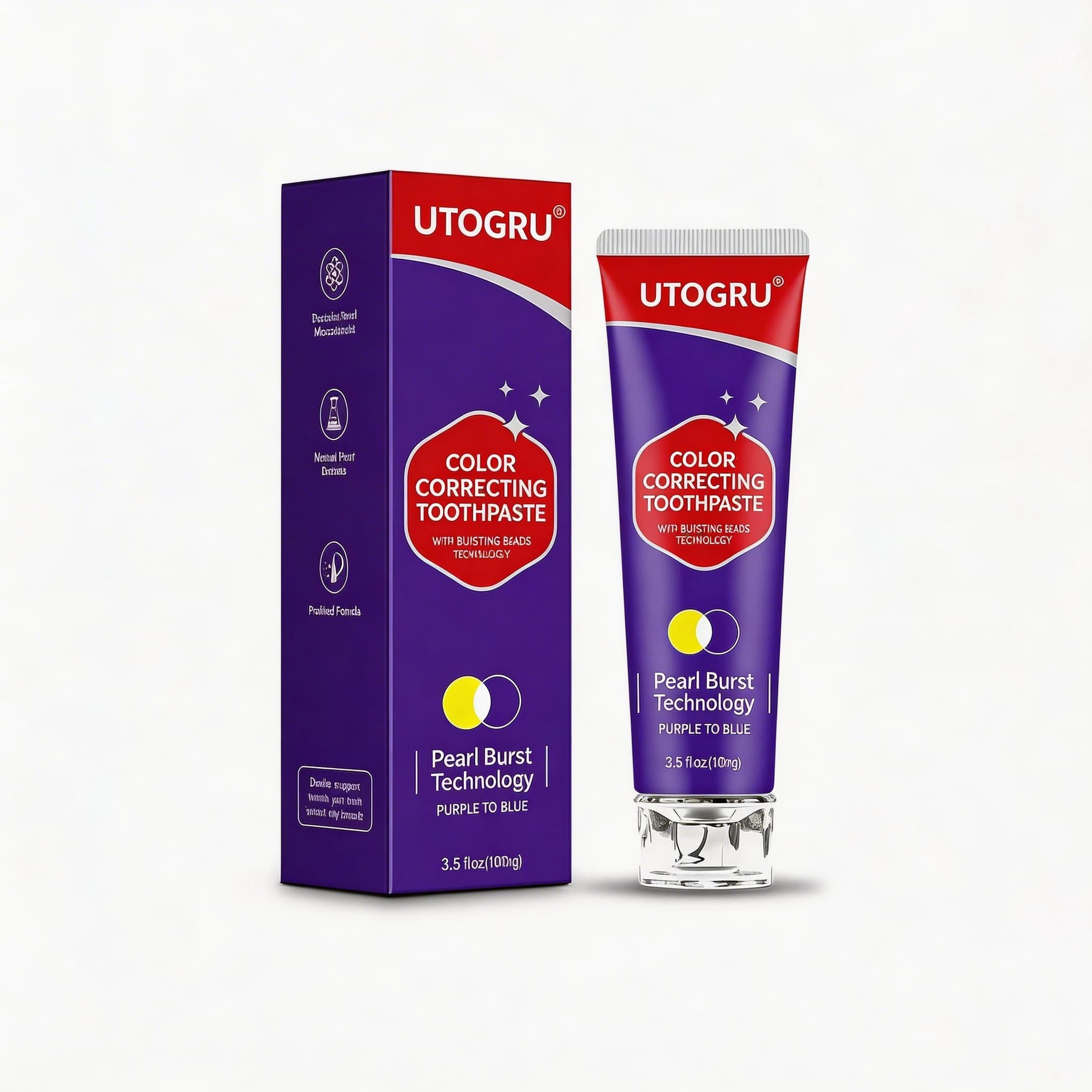Dentifricio Correttore del Colore, Sbiancante per Denti da Viola a Blu con Perle Effervescenti, Tecnologia Pearl Burst, Formula Neutra Pearl