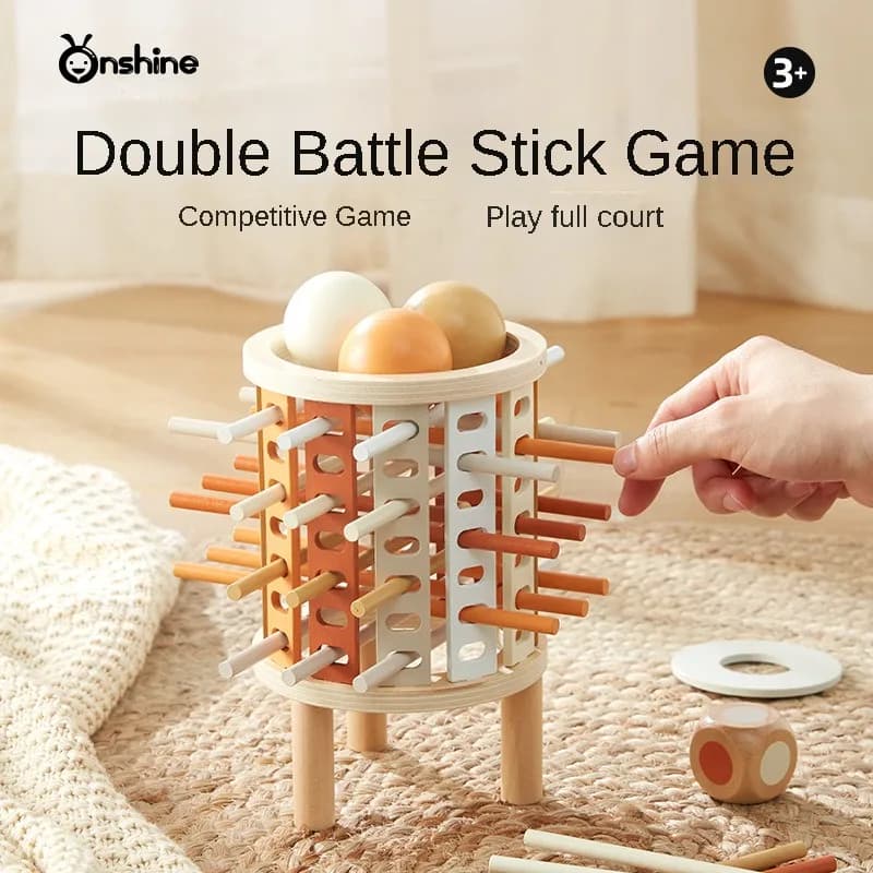 Gioco da tavolo in legno Onshine Kerplunk per bambini, gioco di equilibrio con bastoncini, gioco da tavolo competitivo per bambini dai 3 anni in su