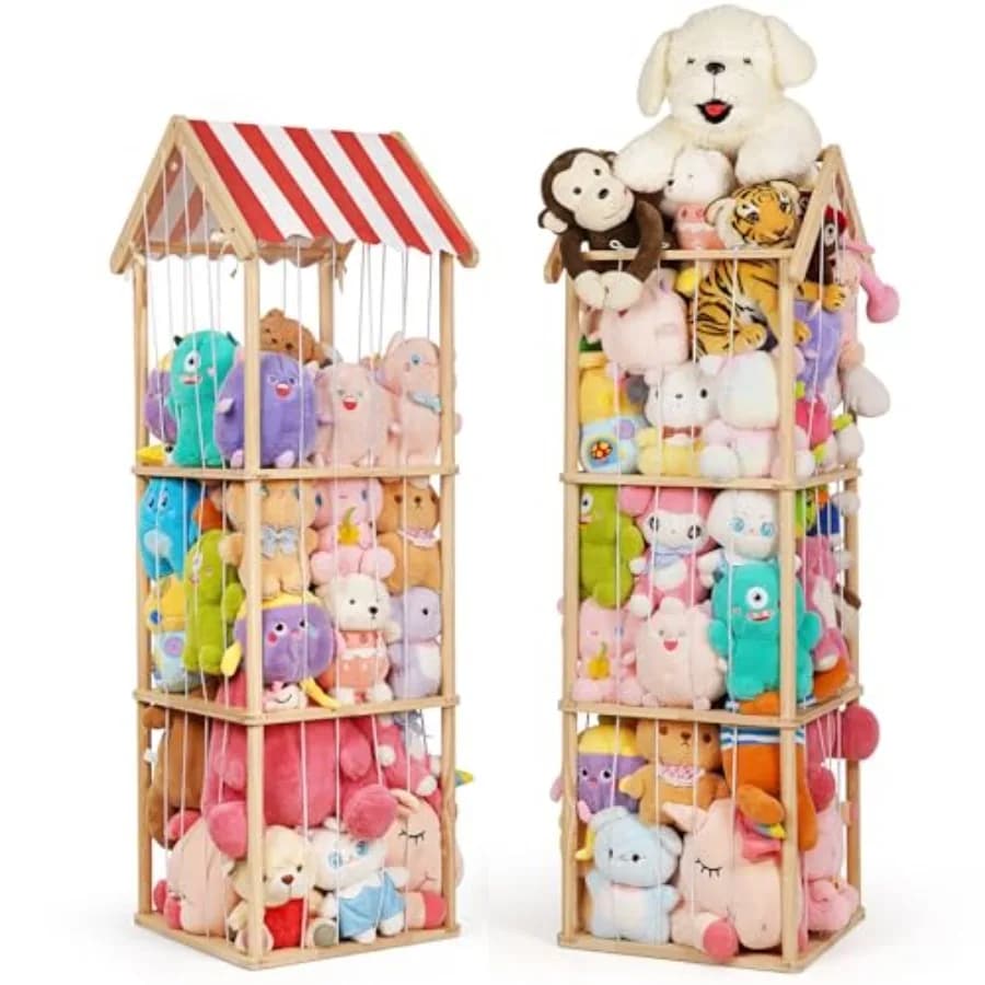 Organizzatore per Peluche Salvaspazio Verticale, Facile da Montare, Stile Cottage, per Camera da Letto