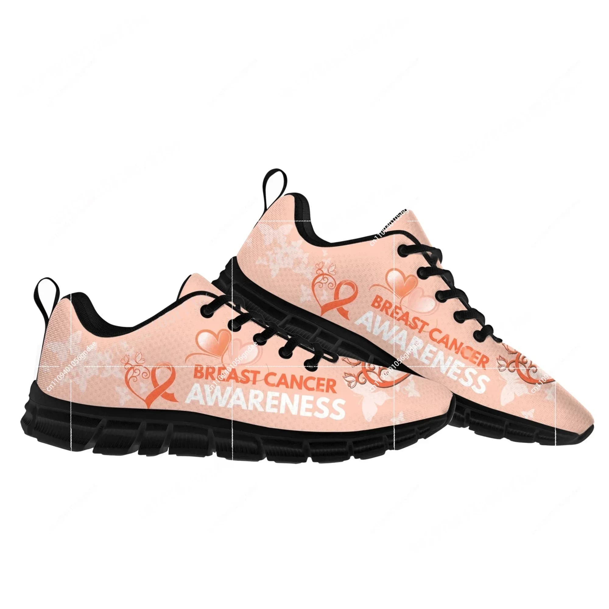 Scarpe Sportive con Design Nastro Rosa per la Consapevolezza sul Cancro al Seno, Sneakers Personalizzate per Uomo e Donna