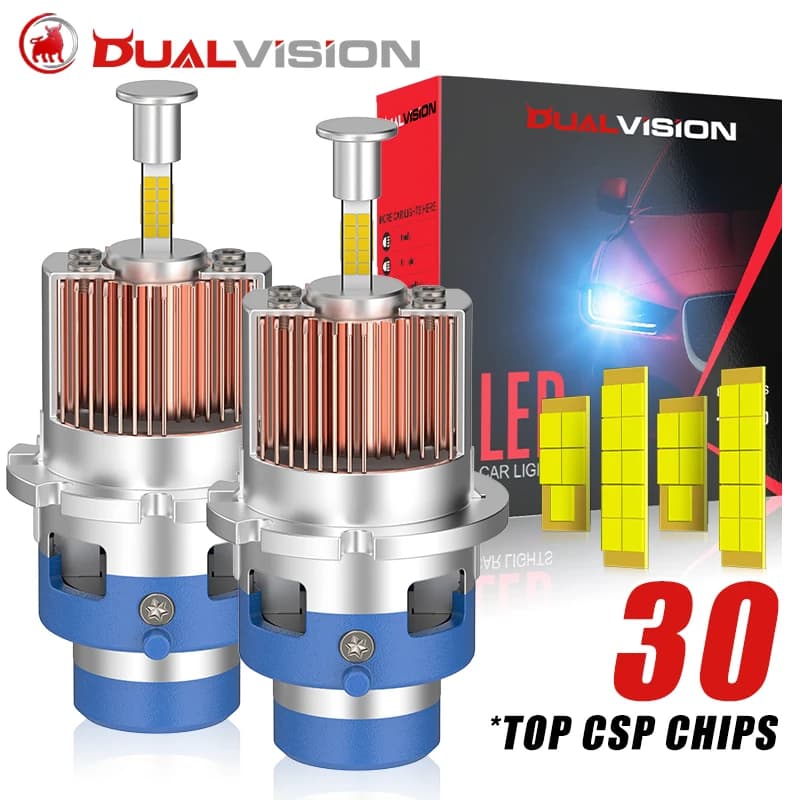 Dualvision 360 D2S Lampadina per fari a LED HID D2R D4S D4R Canbus Car Light 9580 CSP Kit di retrofit per faretti Serie D 6000K Plug & Play