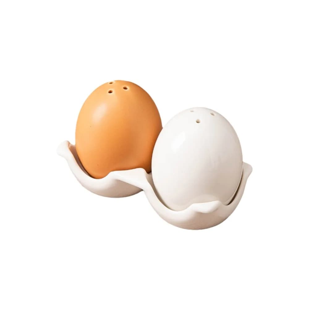 Set di barattoli per spezie in ceramica a forma di uovo, mini, con decorazione sottosmalto, contenitori per sale e pepe con vassoio portaoggetti, per sala da pranzo