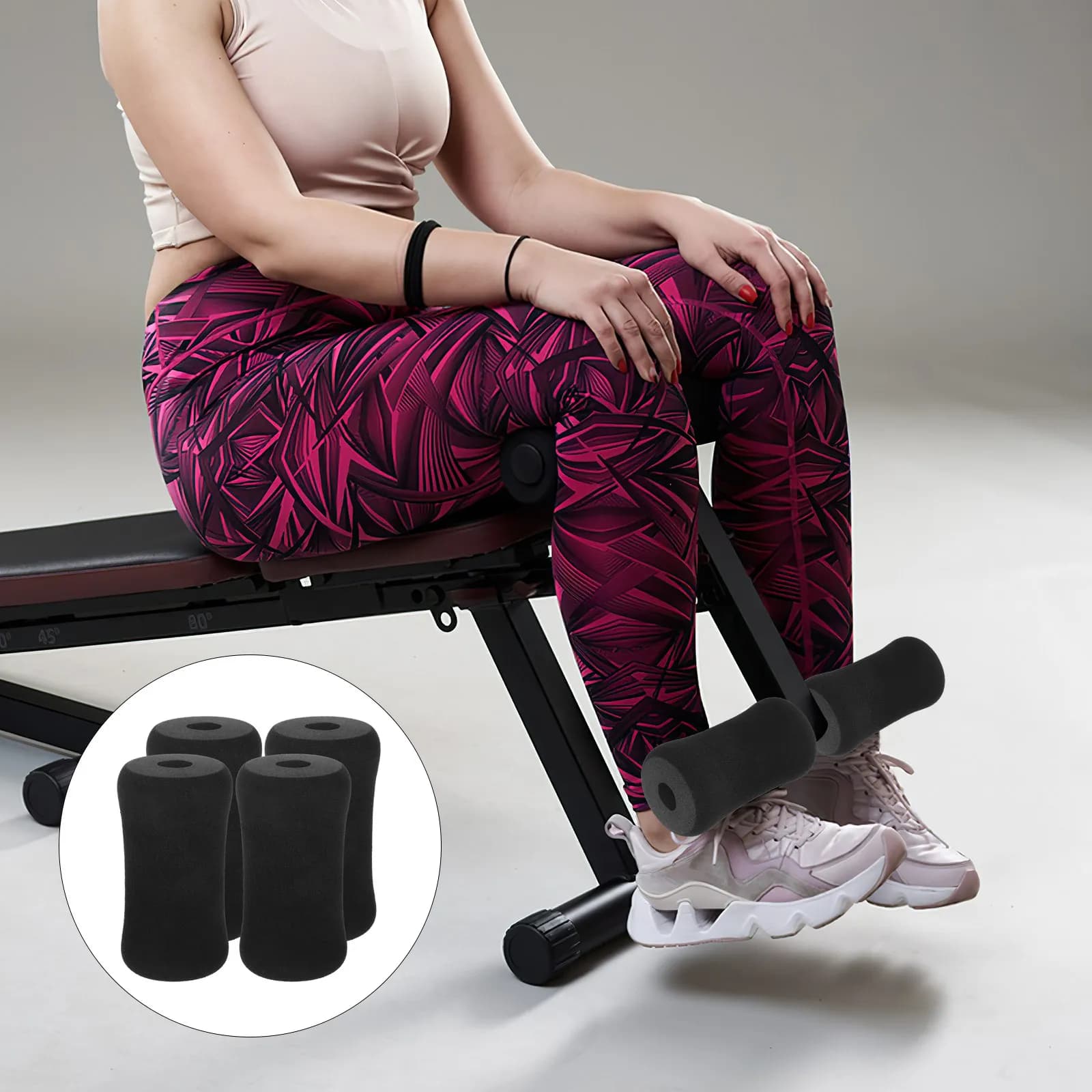 4 Pezzi Cuscinetti in Schiuma per Rullo, Tubo di Ricambio per Attrezzature da Palestra, Macchina per Estensione Gambe, Accessorio per Allenamento Addominali