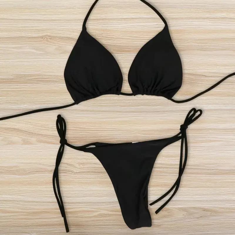 Costume da bagno bikini sexy con cinturino al collo in stile europeo e americano, set costume da bagno multicolore regolabile con cinturino diviso da DONNA