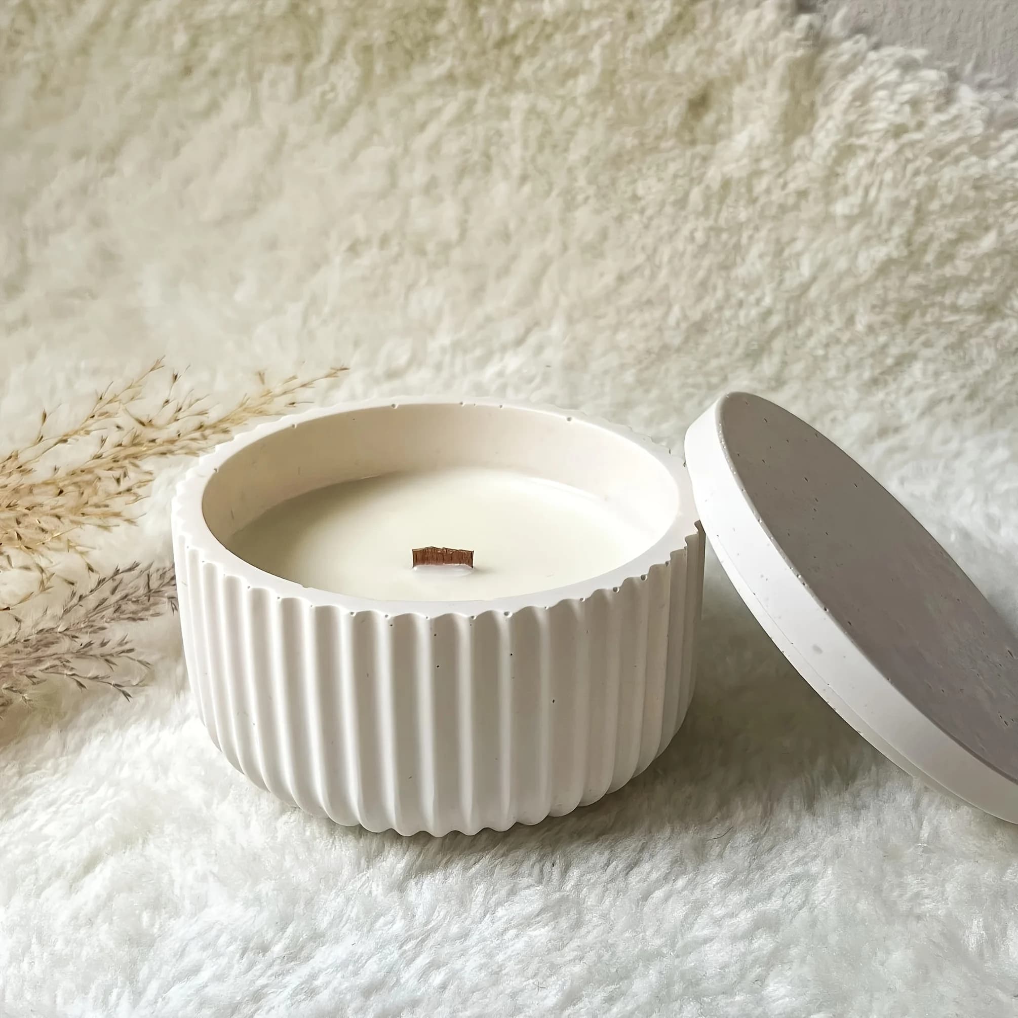 Stampo in resina 4 pezzi (Barattolo + Coperchio) a forma di tazza a righe, stampo in silicone per barattolo portacandele con coperchio, stampo in resina per ciotola portaoggetti fatta a mano