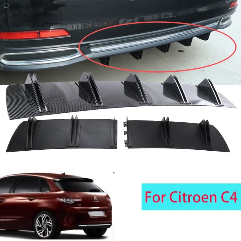 Per Citroen C4 Auto Paraurti Posteriore Labbro ABS Doppia Ala Posteriore Shark Telaio Pinna Stile Curvo Paraurti Labbro Diffusore Anti-collisione