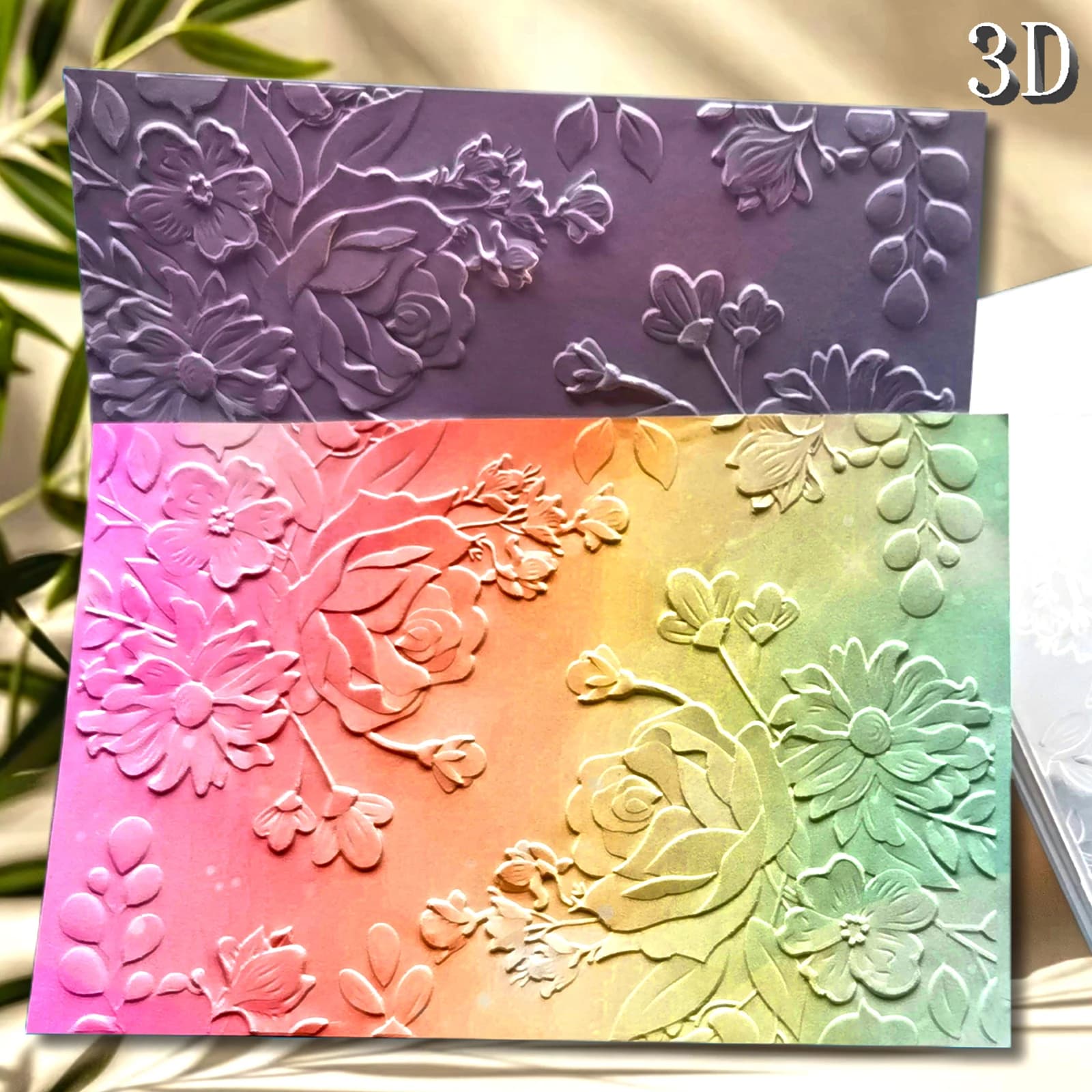 1-piece set of "Romantic Sentiment" floral design 3D embossed folder, plastic white fantasy theme template for scrapbook, card m