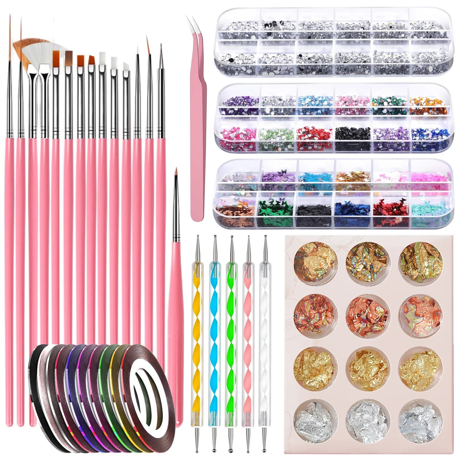 Set Professionale di Accessori Decorativi per Nail Art Fai-da-Te | Strumenti Specializzati per Design Unghie in Acrilico/Gel, per Salone e Fai-da-Te Domestico